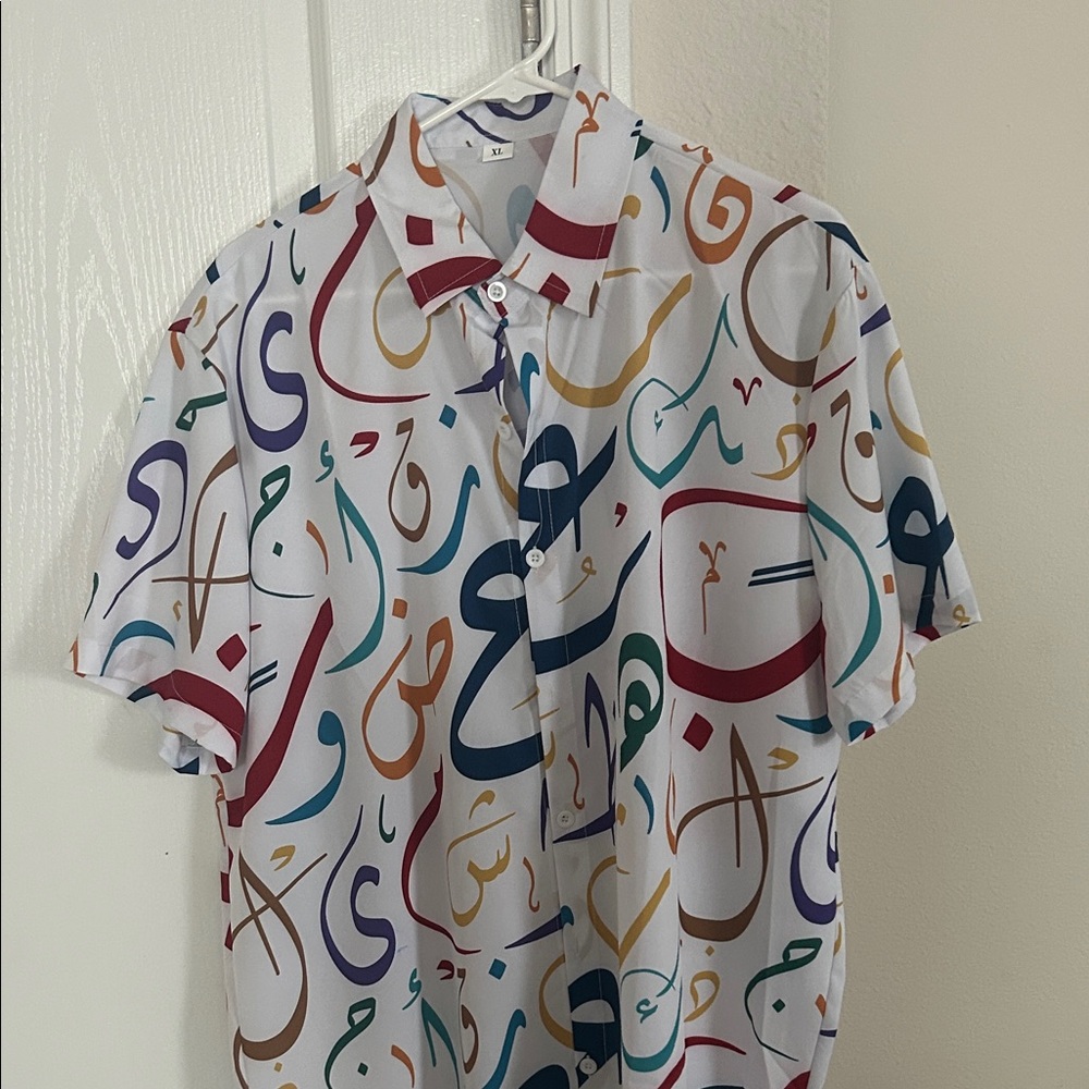 Vibrant Calligraphy Print Men's Shirt